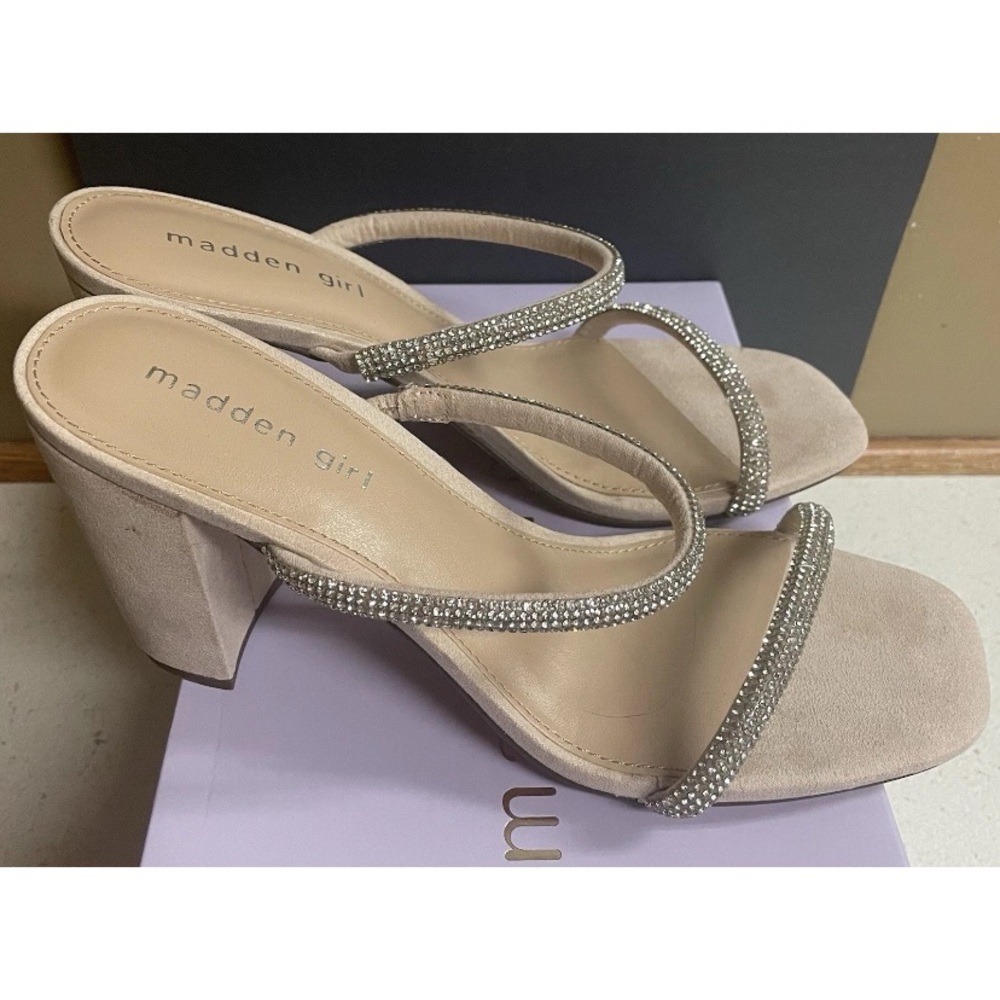 Madden Girl Tan Rhinestone Heels Tilly - Picture 2 of 4